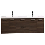 Eviva - Eviva Luxury 84" Bathroom Vanity, Gray Oak - The Luxury collection from Eviva has added an 84 inch wall-mounted vanity to its collection. The Eviva Luxury is currently one of the richest and most powerful lines of bathroom vanities in the U.S. market. This versatile vanity comes with a sleek integrated countertop carrying two sinks. This vanity is available in 5 different finishes (White, Gray, Gray Oak, Rosewood and Ash) to fulfill your design dreams. The simple clean lines of the Eviva Luxury wall-mounted vanity family are no-fuss and all style.