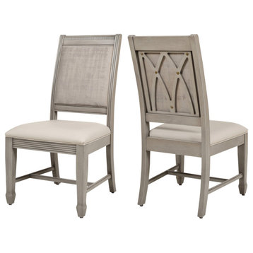 Dauphin Upholstered Dining Side Chair Set of 2 Cream White & Cashmere Gray