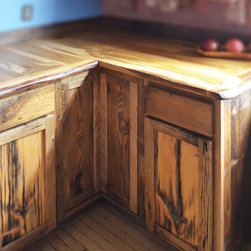 Live edge oak with rustic front facing kitchen cabinets - Kitchen Cabinetry