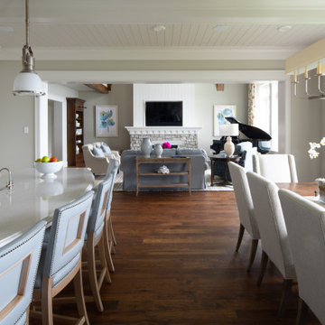 East Coast Shingle Style Kitchen and Living Room