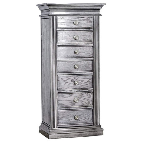 Landry 7-Drawer Jewelry Armoire, Gray
