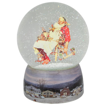 6.5" Norman Rockwell 'Santa and His Helpers' Christmas Snow Globe