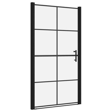 vidaXL Shower Doors Bathroom Shower Enclosure Tempered Glass 39.4"x70.1" Black