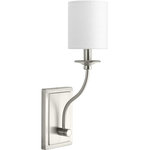 Progress Lighting - Bonita Collection 1-Light Wall Sconce, Brushed Nickel - Bonita sconces have a traditional elegance to complement luxurious living with an understated beauty. Crisp metal fittings support a graceful frame and candle topped with a linen shade. Uses One 60 W Candelabra Base bulb (not included).