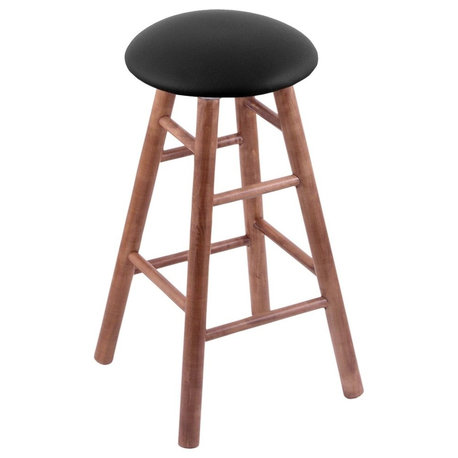 XL Maple Bar Stool, Medium Finish With Black Vinyl Seat