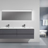 MOB 72" Double Sink Wall Mounted Vanity With Acrylic Sink, High Gloss Gray