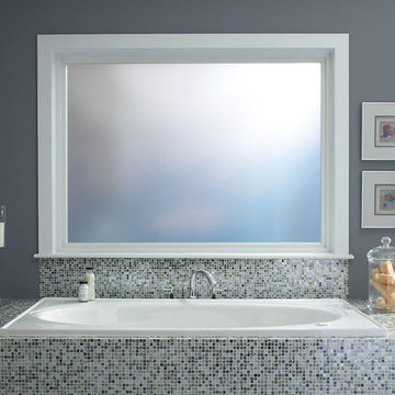 Vinyl obscured picture window over a tub