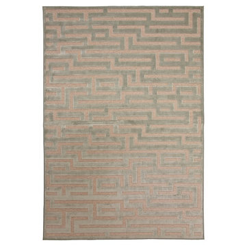 Rectangle Abacasa Napa Maze Area Rug, Light Blue/Gray, 94"x134"