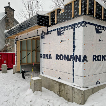 Extension de garage avec véranda au dessus