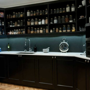 Large contemporary kitchen pantry remodeling - Kitchen pantry - large contemporary u-shaped kitchen pantry idea in Perth with no island