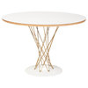 Wire 42" Dining Table, Gold, White