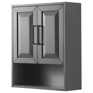 Daria Over-the-Toilet Bathroom Wall-Mounted Storage Cabinet, Gray, Black Trim