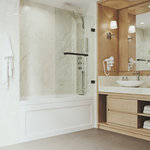 VIGO - VIGO Rialto 34" x 58" Adjustable Frameless Hinged Tub Door, Antiqued Rubbed Bron - Embrace clean lines and add visual interest to your bathroom with The VIGO Rialto frameless hinged tub door. With a rectangular shape and large, horizontal door handle, the bathtub door seamlessly swings outward to allow easy entry. The frameless bathtub door is made from clear tempered glass that is easy to clean and durable enough to stand the test of time. Complete your bathroom remodel when you pair this clear glass bathtub door with a  bathroom faucet in a coordinating finish from VIGO.