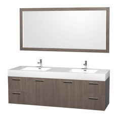 50 Most Por Double Sink Bathroom Vanities For 2018 Houzz Wyndham Collection Amare Gray Oak Double Vanity Mirror 72 Integrated