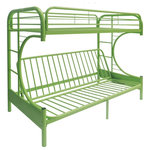 iHome Studio - Cameron Multi-Function Futon/Bunk Bed, Green, Twin/Full/Futon - Bring home this Cameron twin over full-futon bunk bed to let your kids enjoy personal space without compromising on style. The convertible futon feature allows to switch from a sit to sleep position by simply lifting the light weight of the seat; a quick and easy transformation into a ready to use bed. Superior quality metal for durability, built-in side ladders for easy access, and full length guard rails for safety. Choose from a variety of colors, makes it compatible with all types of decor settings. Mattress Not Included