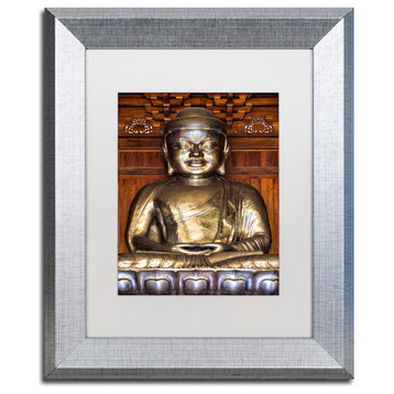 Philippe Hugonnard 'Buddha' Art, Silver Frame, White Matte, 14"x11"