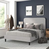 Addison Light Grey Queen Fabric Upholstered Platform Bed - Headboard with...