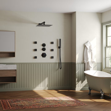 Thermostatic Shower System with Rain Head and Hand Shower – Modern Design