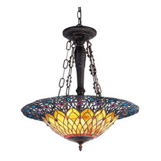Tiffany-Style 3 Light Victorian Inverted Ceiling Pendant 22" Shade