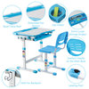 Height Adjustable Childrens Desk Chair Set Multifunctional Study Drawing Blue