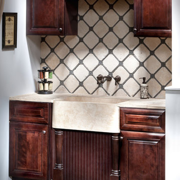 Travertine and Resin Backsplash