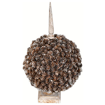 19" Potted Pine Cone Ball