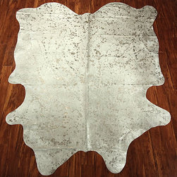 White & Silver Metallic Cow Hide - Rugs