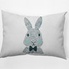 Monochrome Bunny Easter Decorative Lumbar Pillow, Ocean Abyss Green, 14x20"