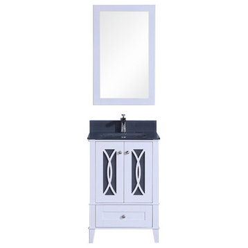 24" White Sink Vanity, Mirror, Without Faucet