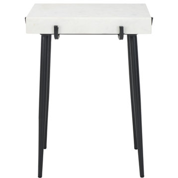 Yuki Stone Top Accent Table - White, Black