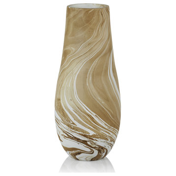 Bellshill Mango Wood Marbleized Vase, 6" x 14"