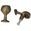 Antique Gold Finish Cast Iron Wine Glass Decorative Cabinet Knob Drawer Pulls S