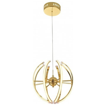 Gold Frame LED Orb Ceiling Fixture With Aluminum Frame & White Diffusers