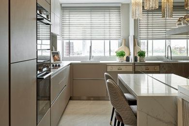 This is an example of a modern kitchen in London.