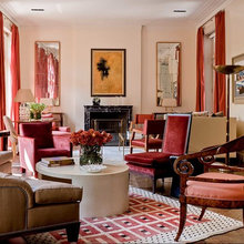 red curtains