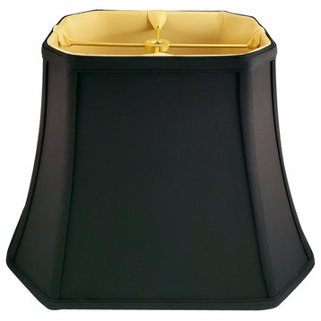 Royal Designs Rectangle Cut Corner Lamp Shade, Black, (6x8)x(9x14)x10, Single