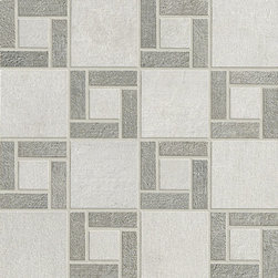 Fly Zone Fiber Porcelain Tile Series - Bianco with Grigio Mosaic - Wall And Floor Tile