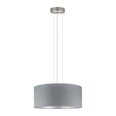 3x60W Pendant With Satin Nickel Finish and Black and Gold Shade, Grey & Silver S
