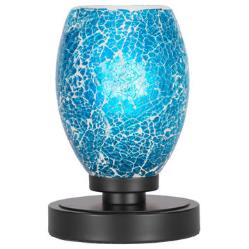 Luna 1-Light Table Lamp, Matte Black/Turquoise Fusion