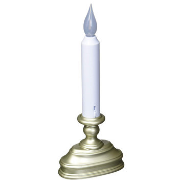 Battery Operated LED Window Candle With Sensor, Pewter FPC 1520P