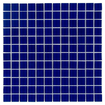 MTO0295 Classic Stacked Squares Cobalt Blue Glossy Glass Mosaic Tile