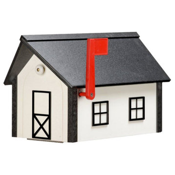 Poly Roof Standard Mailbox, White & Black