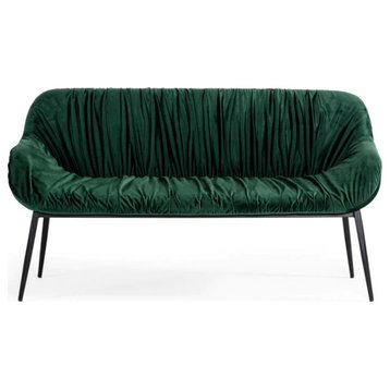 Cierra Modern Green Fabric Bench