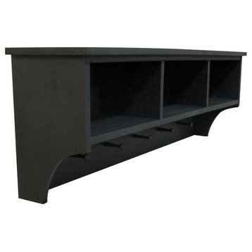 Storage Shelf With Cubbies and Pegs, Black