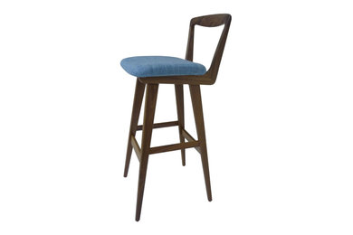 Kitchen Bar Stool with Carved Open Backrest