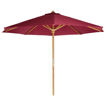 Teak Market Table Umbrella, Red