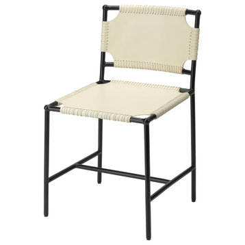 Asher Leather Dining Chair, White