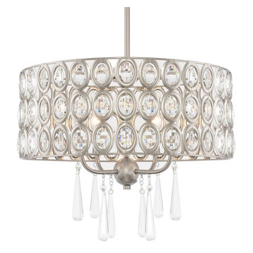 Kira Home Amelia 18" Chic Crystal Chandelier Pendant Light, Brushed Nickel