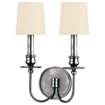 Cohasset 2-Light Wall Sconce, Polished Nickel With Cream Eco-Paper Shade