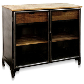 Jasper Two Drawer Accent Cabinet With Natural Wood Top and Drawers Espresso